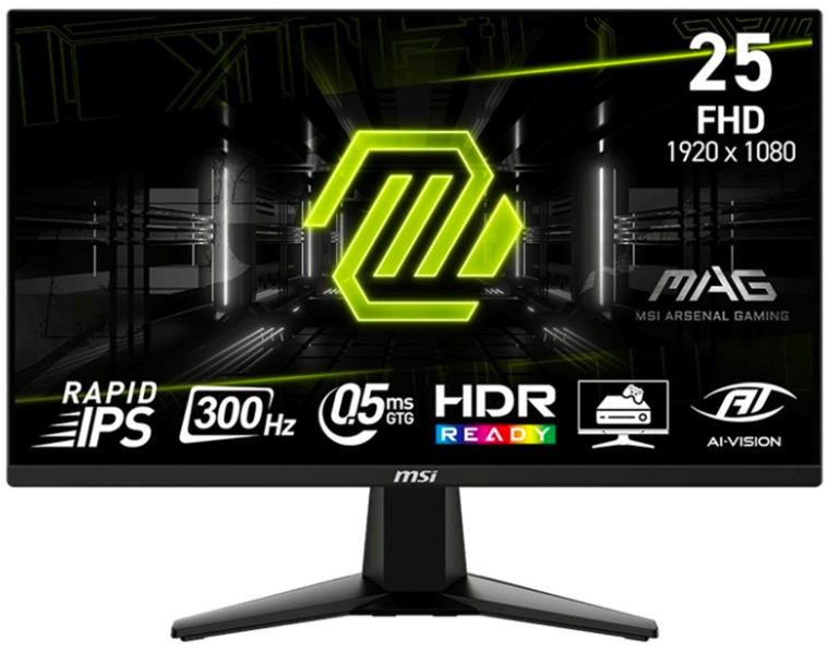 Herný monitor MSI MAG 255XF 24.5", LED podsvietenie, IPS panel, 0.5ms, 1000: 1, 250cd/m2, 1920 × 1080 Full HD, - čierny