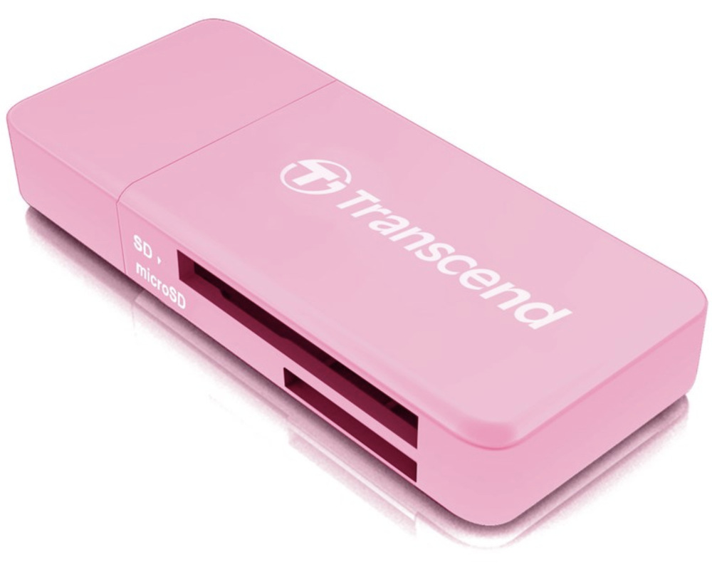Čítačka pamäťových kariet Transcend RDF5, USB-A/SDHC, SDXC, microSDHC, microSDXC ružová