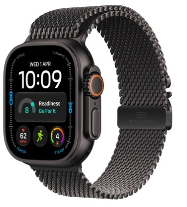 Chytré hodinky Apple Watch Ultra 4 GPS + Cellular 49 mm čierny titán, čierny titánový milánsky ťah - S