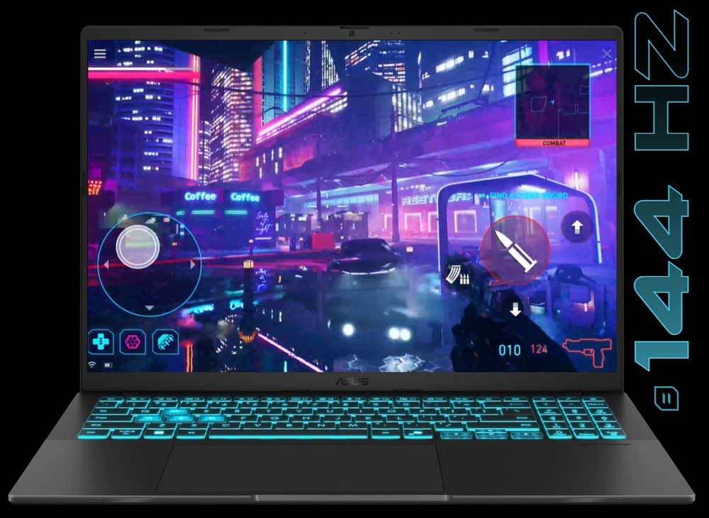 Notebook Asus V16 čierny Obrazovka notebooku Asus V16 s obnovovacou frekvenciou 144 Hz