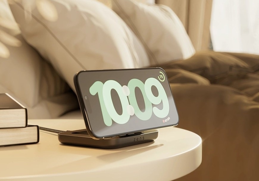 Bezdrôtová nabíjačka ZENS Magnetic Nightstand čierna Bezdrôtová nabíjačka ZENS Magnetic Nightstand nabíja mobilný telefón