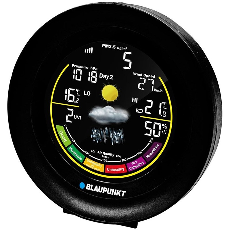 Meteostanica Blaupunkt s dosahom 50 metrov, čierna farba