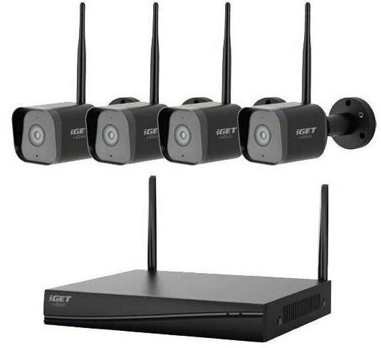 Kamerový systém iGET HOME Wi-Fi NVR N4C4 - Wi-Fi rekordér + 4x kamera - čierny