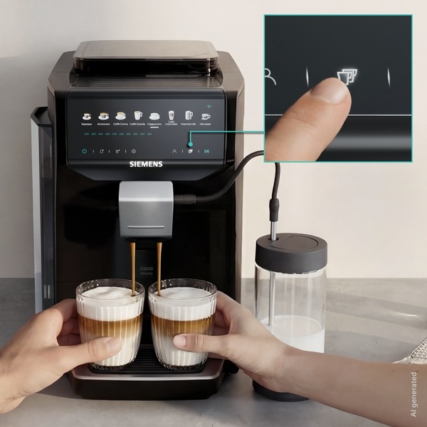 Automatický kávovar Siemens EQ500 iAroma TP553E09 čierny Dve kávové špeciality pripravené v kávovare Siemens TP555EM7