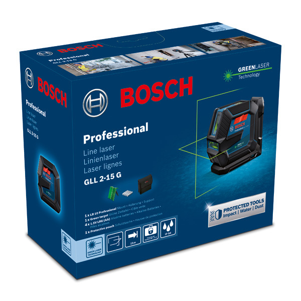 Čiarový laser Bosch Professional GLL 2-15 (AA baterie)