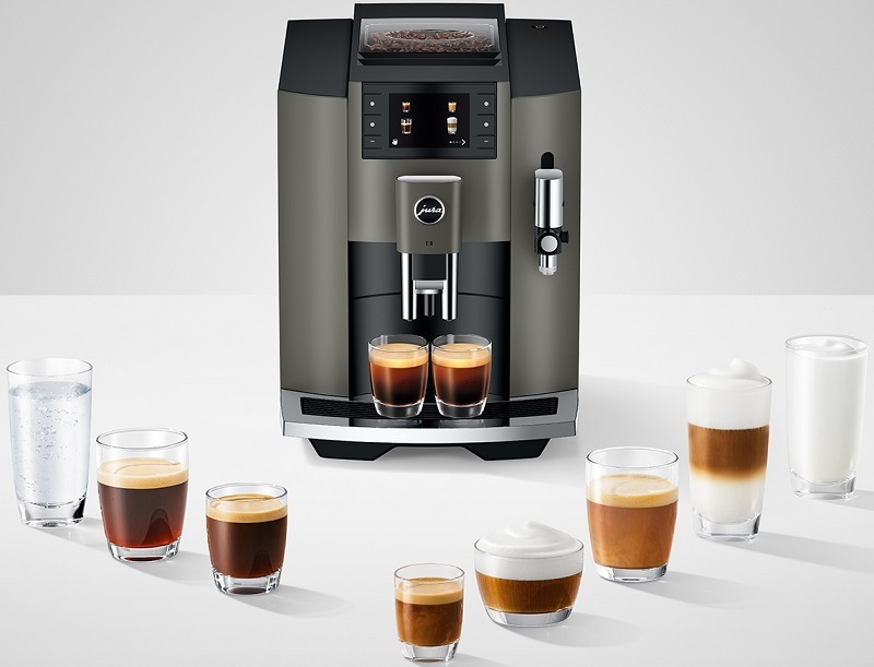 Automatický kávovar Jura E8 Dark Inox (modelový rok 2025) sivý Automatický kávovar Jura E8 Dark Inox (modelový rok 2025) sivý