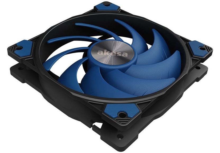Ventilátor AKASA ALUCIA SC12, 120 mm modrý Detail obrázku ventilátora.