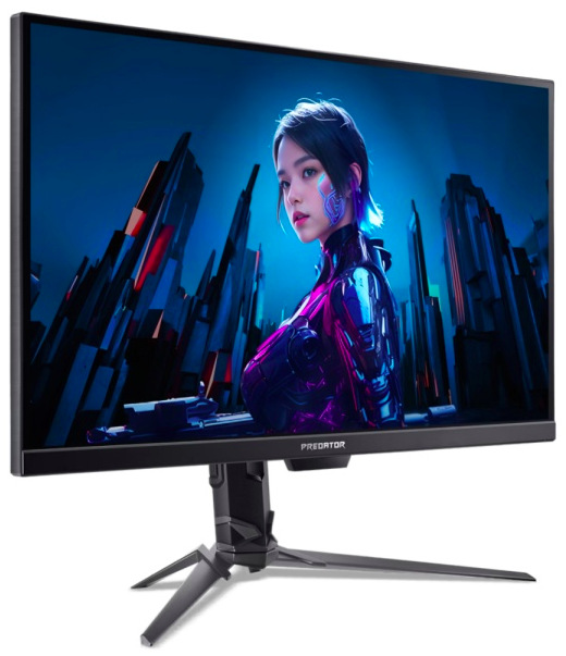 Herný monitor Acer Predator XB273U F5 z pravého predného pohľadu s tenkými rámčekmi a plochým displejom