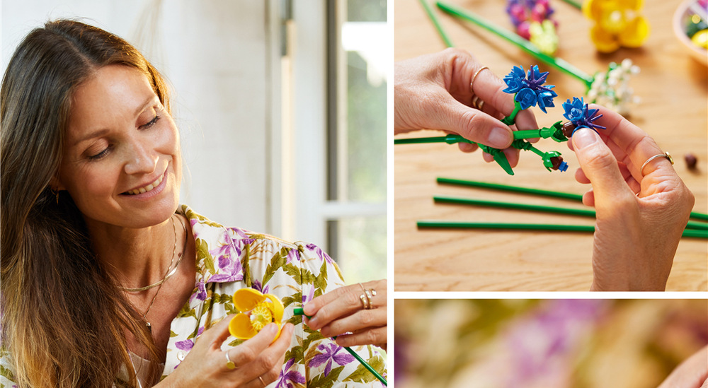 Stavebnica LEGO® Botanicals 10313 Kytice lučního kvítí Lúčna kytica LEGO ponúka 16 stoniek, ktoré môžete ľubovoľne aranžovať podľa vlastného vkusu.