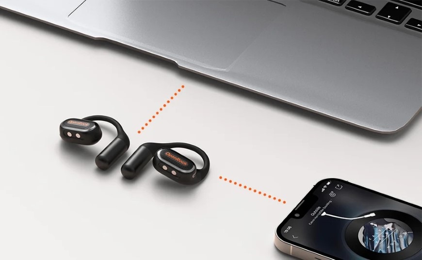 Slúchadlá OneOdio OpenRock Link 20 – športový otvorený bezdrôtový odnímateľný mikrofón s Bluetooth čierna Notebook, smartfón a slúchadlá OpenRock Link 20 s moderným Bluetooth duálnym pripojením
