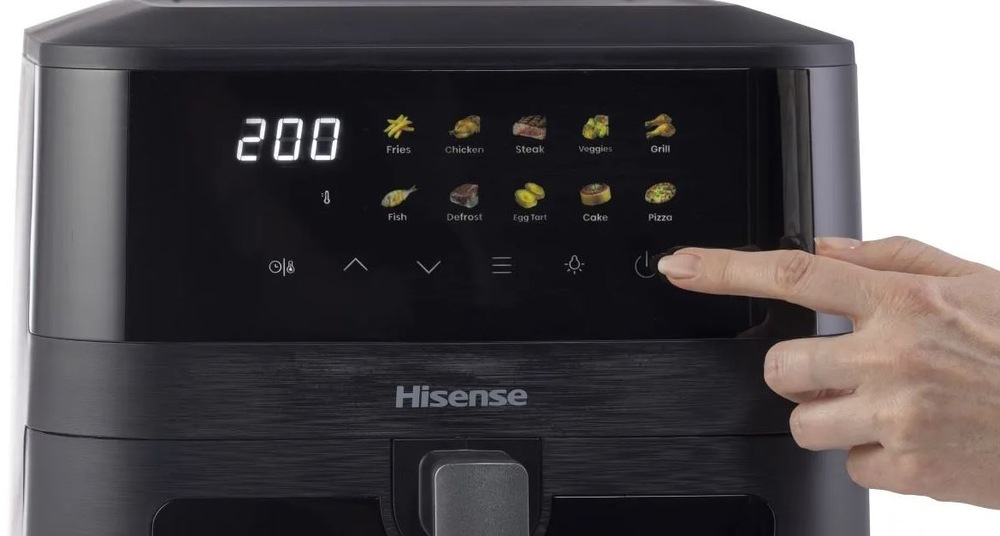 Fritéza teplovzdušná Hisense HAF2100DCD DUAL HEATER čierna prst nastavuje teplovzdušnú fritézu Hisense HAF2100DCD