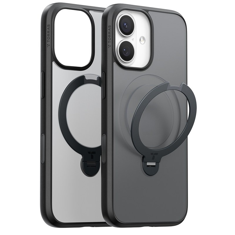 Kryt na mobil Torras Ostand Q3 Spin na Apple iPhone 17, v čiernom prevedení