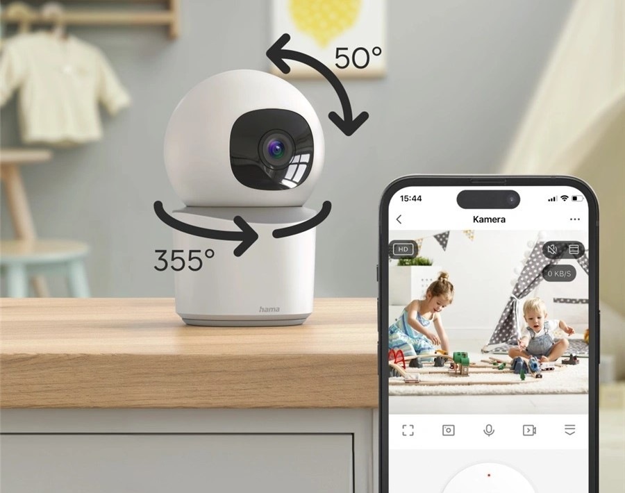 IP kamera Hama Smart Wi-Fi, Full HD, otáčanie/naklápanie biela