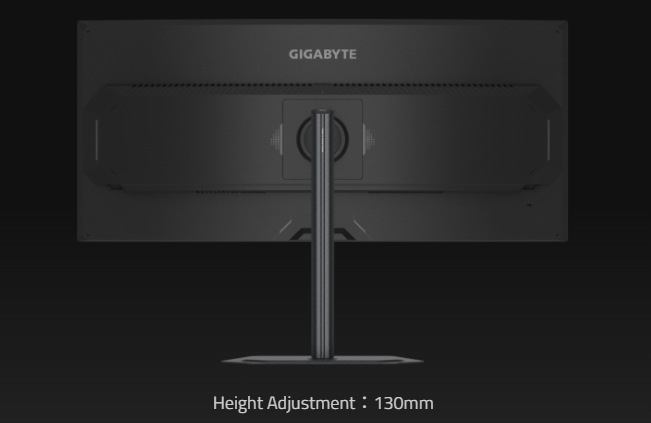 Herný monitor GIGABYTE G34WQC2 čierny GIGABYTE G34WQC2 umožňuje nastavenie výšky v rozmedzí 130 mm
