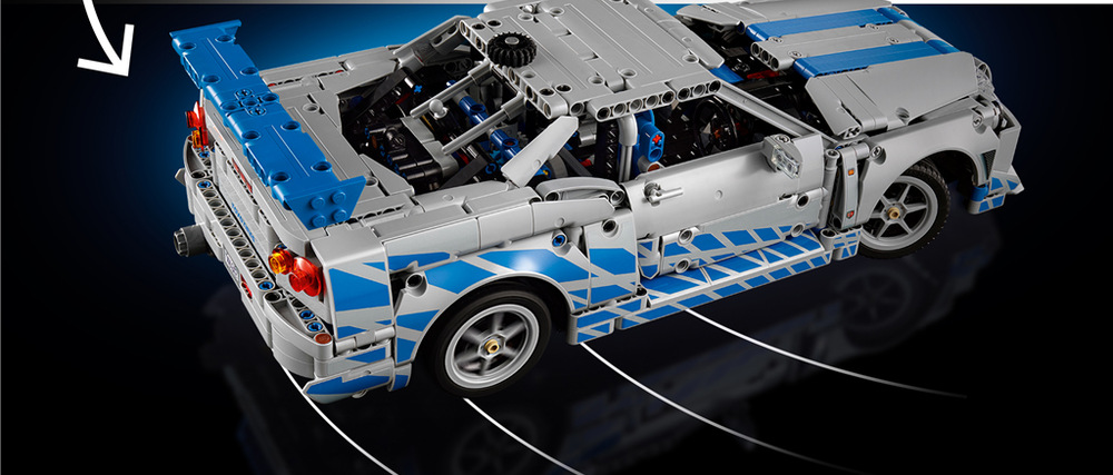 Stavebnica LEGO® Technic 42210 2 Fast 2 Furious Auto Nissan Skyline GT-R (R34) Hotový Nissan vynikne ako výstavný model a aplikácia LEGO Builder uľahčí stavanie vďaka digitálnemu 3D návodu.