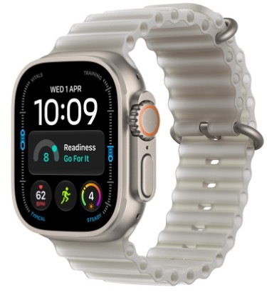 Chytré hodinky Apple Watch Ultra 4 GPS + Cellular 49 mm prírodný titán, priesvitne šedý oceánsky remienok