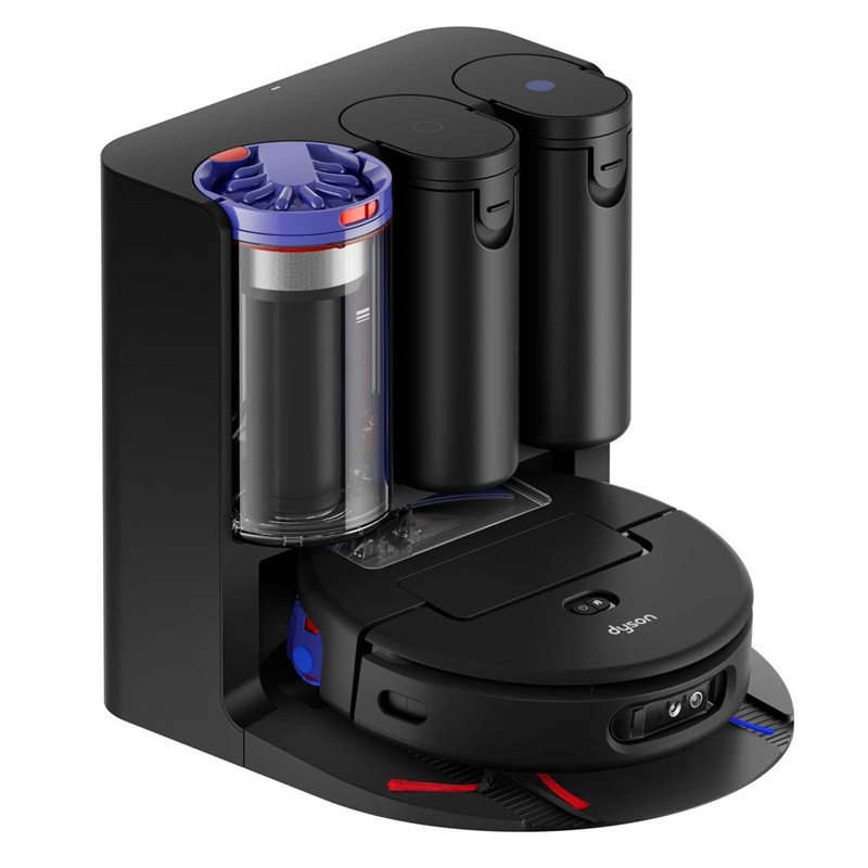 Robotický vysávač so stanicou Dyson Spot+Scrub™ Ai, čierna farba.