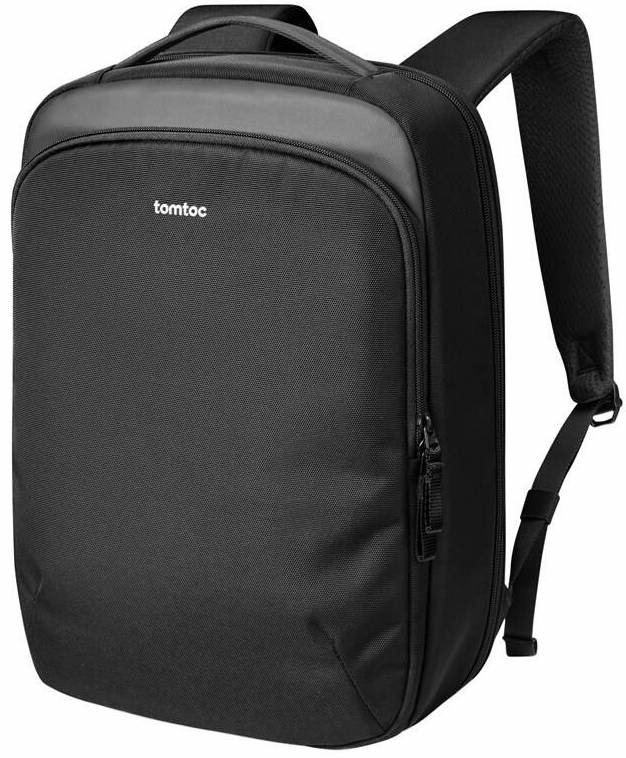 Batoh na notebook tomtoc Explorer T60 v čiernej farbe s minimalistickým dizajnom a pevným obdĺžnikovým tvarom