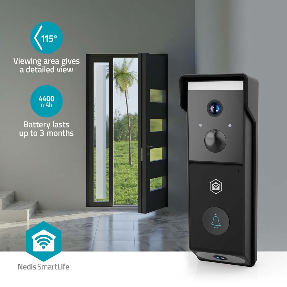 Videozvonček Nedis SmartLife WIFICDP31BK čierny Videozvonček Nedis SmartLife WIFICDP31BK obsahuje výkonný akumulátor