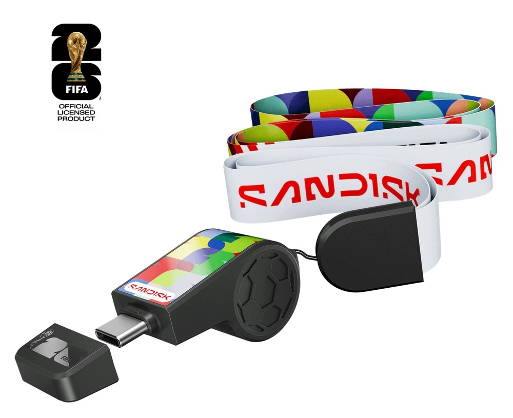 USB flashdisk SANDISK USB-C Flash Drive FIFA World Cup 2026 64GB čierny USB flashdisk SanDisk FIFA World Cup 2026 s rozhraním USB-C a šnúrkou na krk