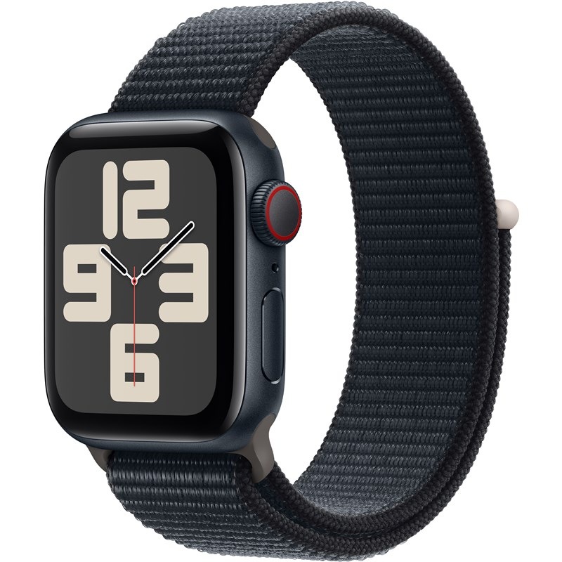 Inteligentné hodinky Apple Watch SE 2023 GPS + Cellular 44mm puzdro z tmavého atramentového hliníka - tmavo atramentový prievlečný športový remienok