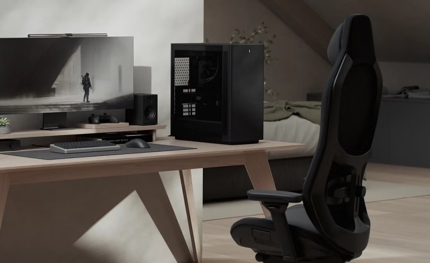 Case FRACTAL DESIGN Define One Dark TG Light Tint čierna Počítačová skriňa FRACTAL DESIGN Define One Dark TG Light Tint ako súčasť herného pracovného stola