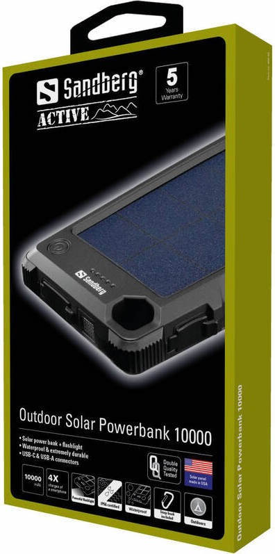 Powerbank Sandberg Outdoor Solar 10 000mAh čierny Powerbank Sandberg Outdoor Solar 10 000mAh čierny