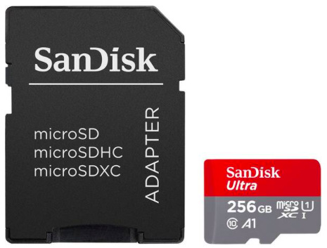Pamäťová karta SANDISK Micro SDXC Ultra 256GB (140R) A1 Class 10 UHS-I + SD adaptér Pamäťová karta SANDISK Micro SDXC Ultra 256GB (140R) A1 Class 10 UHS-I + SD adaptér