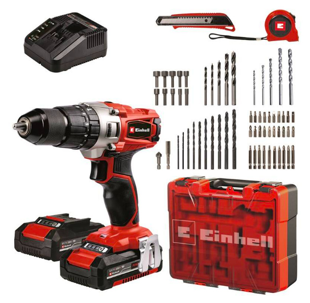 Aku vŕtačka Einhell TE-CD 18/2 Li-i +64 (2x2,0Ah)