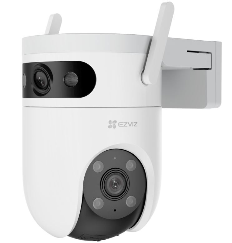 IP kamera EZVIZ PTZ/duálny H9c 5+5MP biela IP kamera EZVIZ PTZ/duálna H9c 5+5MP v bočnom pohľade