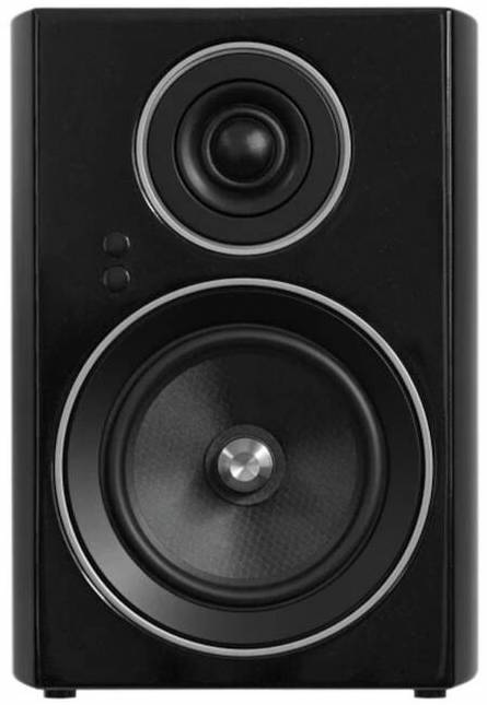 Reproduktory Jamo C707PA MKII (2 ks) čierna Šikmý pohľad na reproduktor Jamo C707PA MKII s kompaktnou regálovou konštrukciou a lesklou čiernou ozvučnicou
