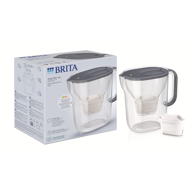Filtračná kanvica BRITA Style Essential XL, 3,6 l + 1 filter, šedomodrá