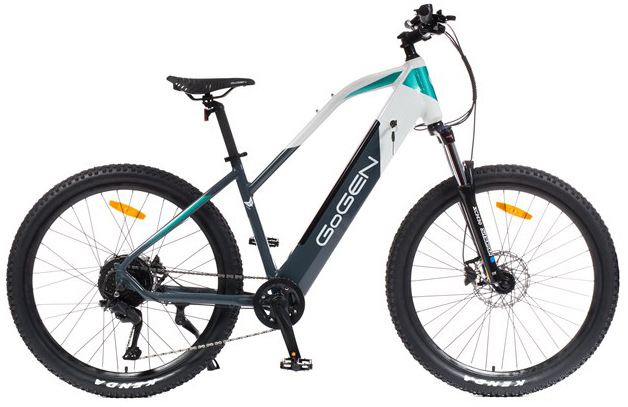 Elektrobicykel pre ženy GoGEN Velora HD 720 27,5" 18" 2026, šedá, biela a tyrkysová farba