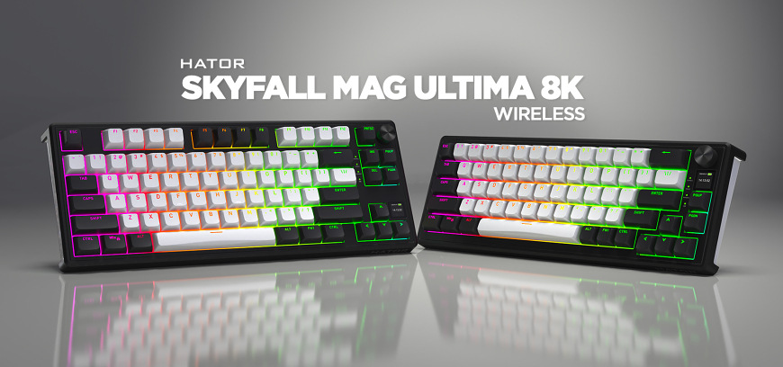 Klávesnica HATOR Skyfall 80 MAG ULTIMA 8K Wireless, US layout čierna/biela Klávesnica HATOR Skyfall MAG Ultima 8K Wireless v 65% a 80% prevedení