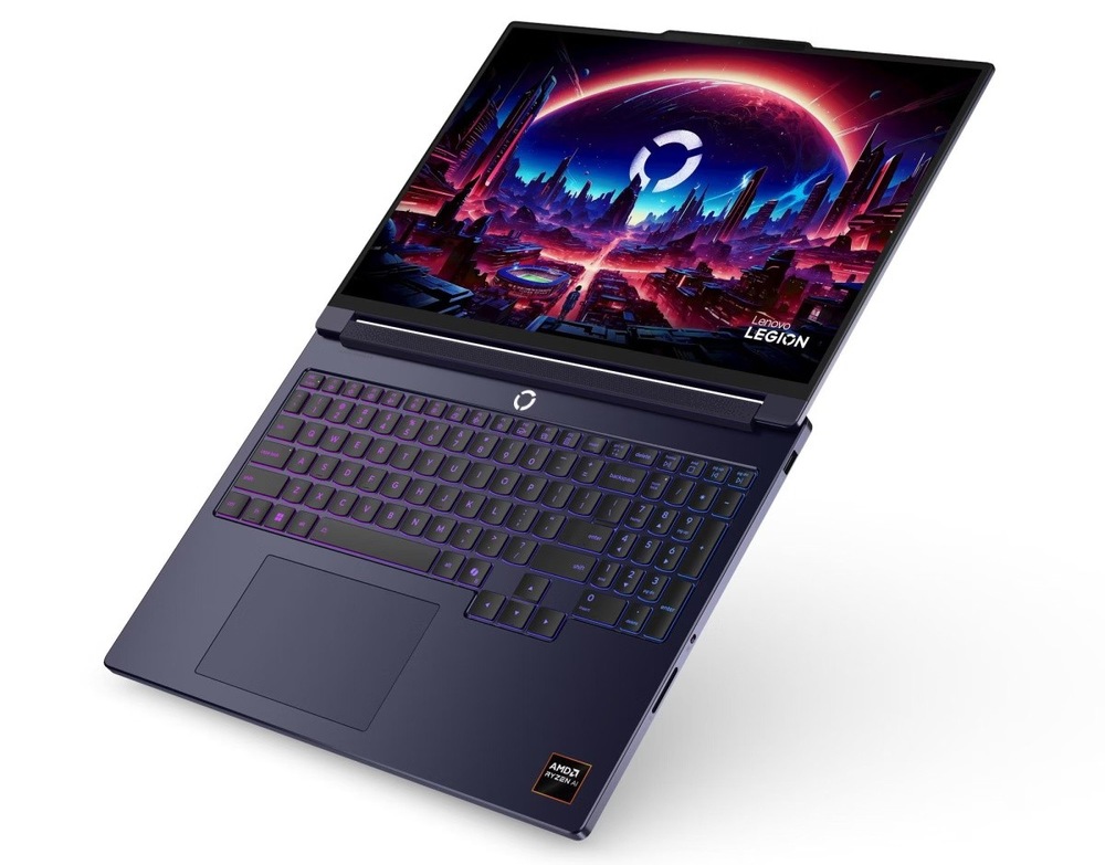Herný notebook Lenovo Legion 7 16AGP11 otvorený na 180 °