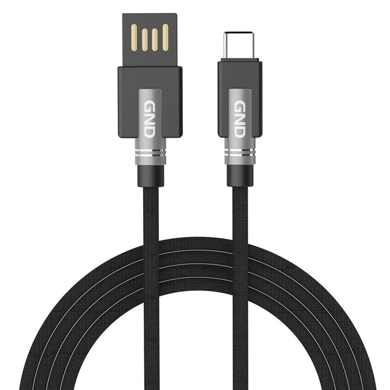 Kábel GND USB / USB-C, 1m, opletený čierny