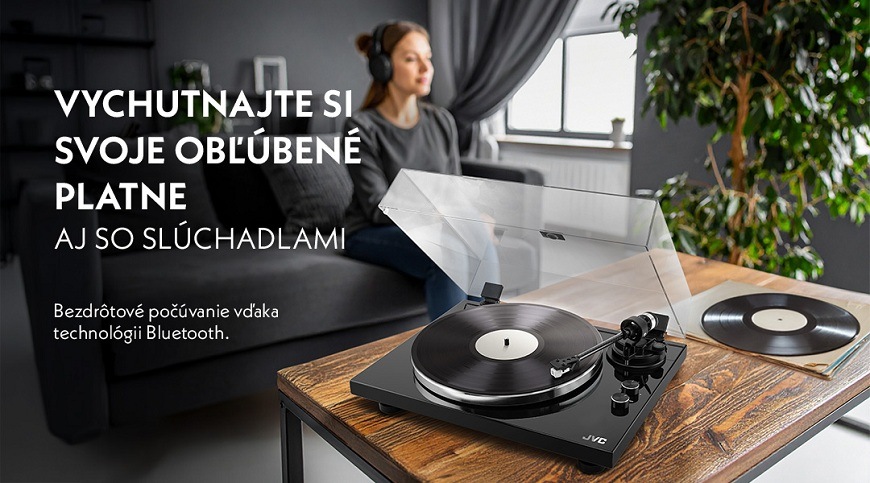 Gramofón JVC AL-E534B, výstupy a technológie bluetooth probezdrôtový prenos