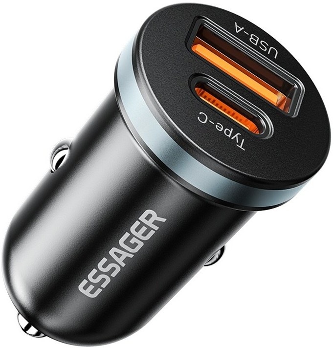 Adaptér do auta Essager Mini USB A, USB-C s výkonom 30 W