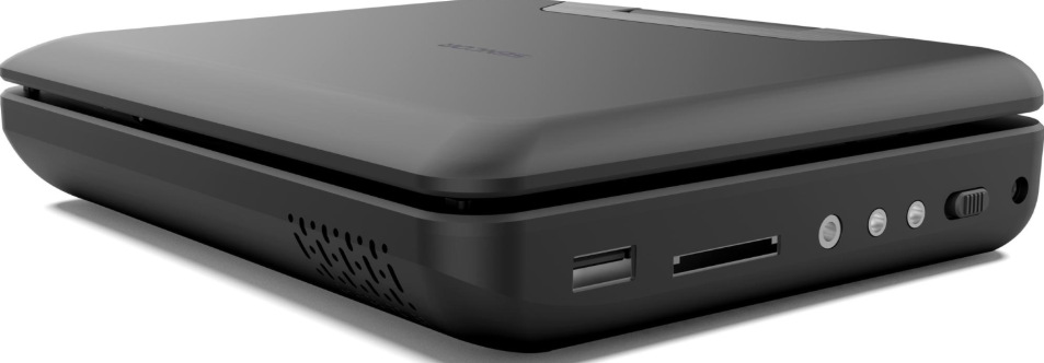 Bočný pohľad na Sencor SPV 2075 so slotom pre SD kartu a USB vstupom