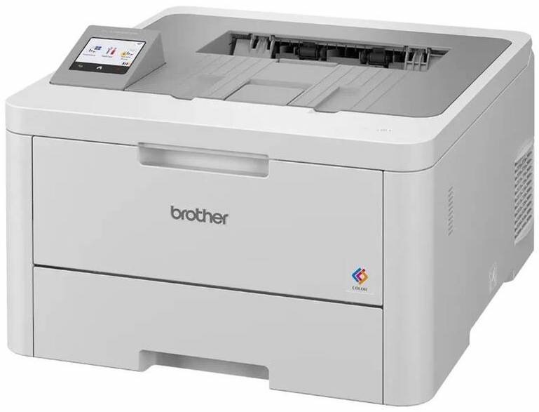 Šikmý pohľad na farebnú LED tlačiareň Brother HL-L8230CDW s kompaktným telom a horným výstupom papiera