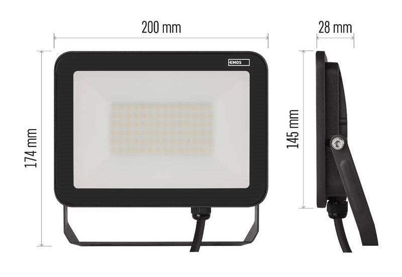 Reflektor EMOS INOVO 50W 5500LM IP65 NW - čierny