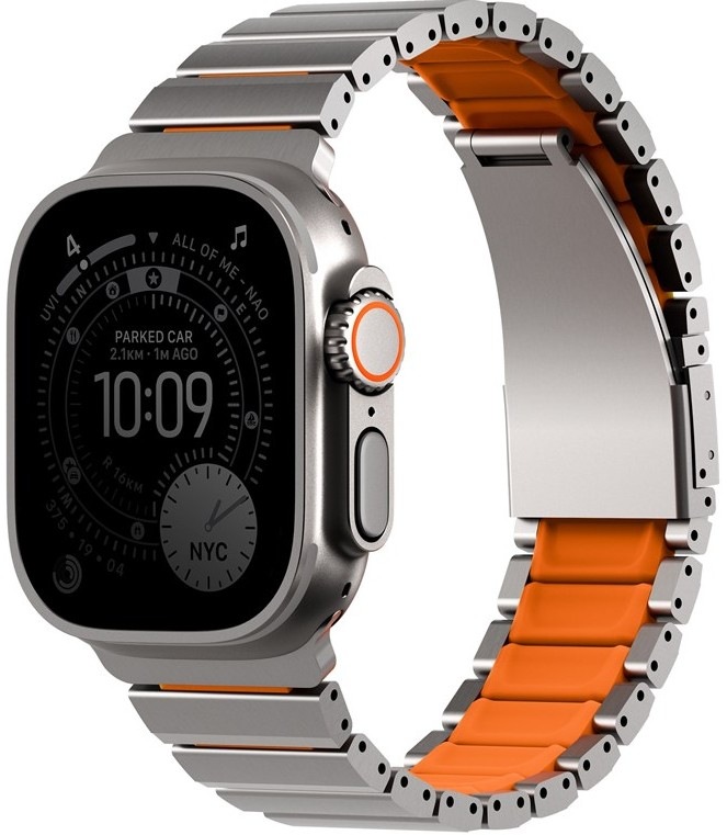 Remienok Uniq Strova Flex na Apple Watch 49/46/45/44 mm v strieborno-oranžovom prevedení