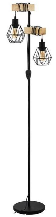 Stojacia lampa Eglo Townshend 5 čierna/drevená