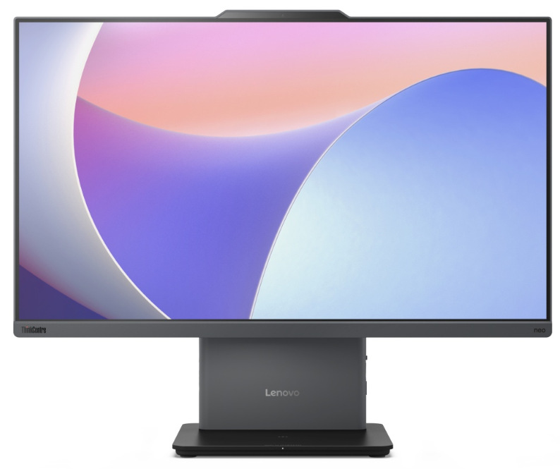 PC all in-one Lenovo ThinkCentre neo 50a 27 Gen 5 sivý Detail počítača AIO Lenovo z prednej strany