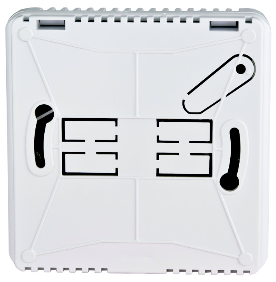 Termostat Elektrobock PT14-NP-P WiFi biely Zadná strana termostatu Elektrobock PT14-NP-P Wi-Fi s montážnymi otvormi
