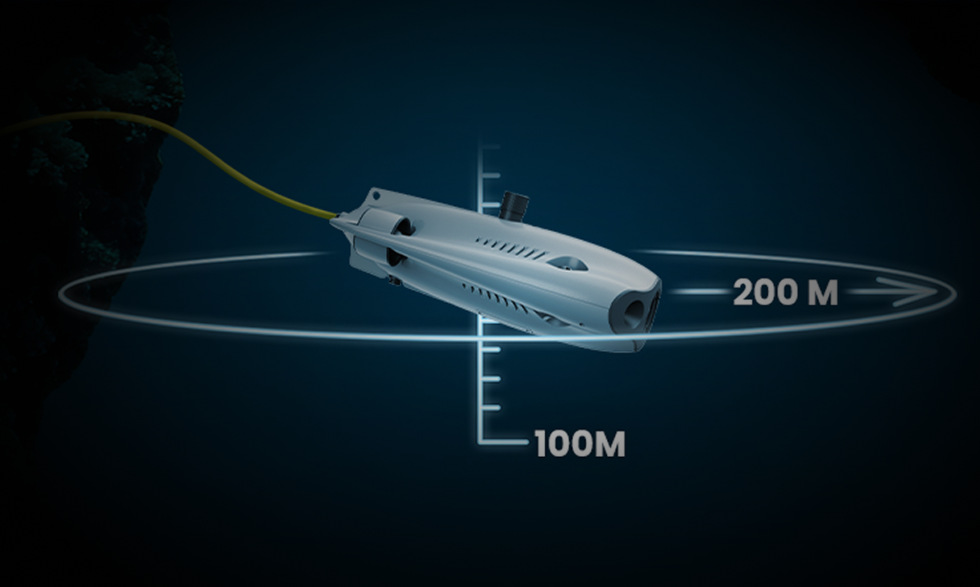 Dron Chasing Gladius Mini S 200 m žltý Chasing Gladius Mini S umožňuje podporu až do hĺbky 100 m