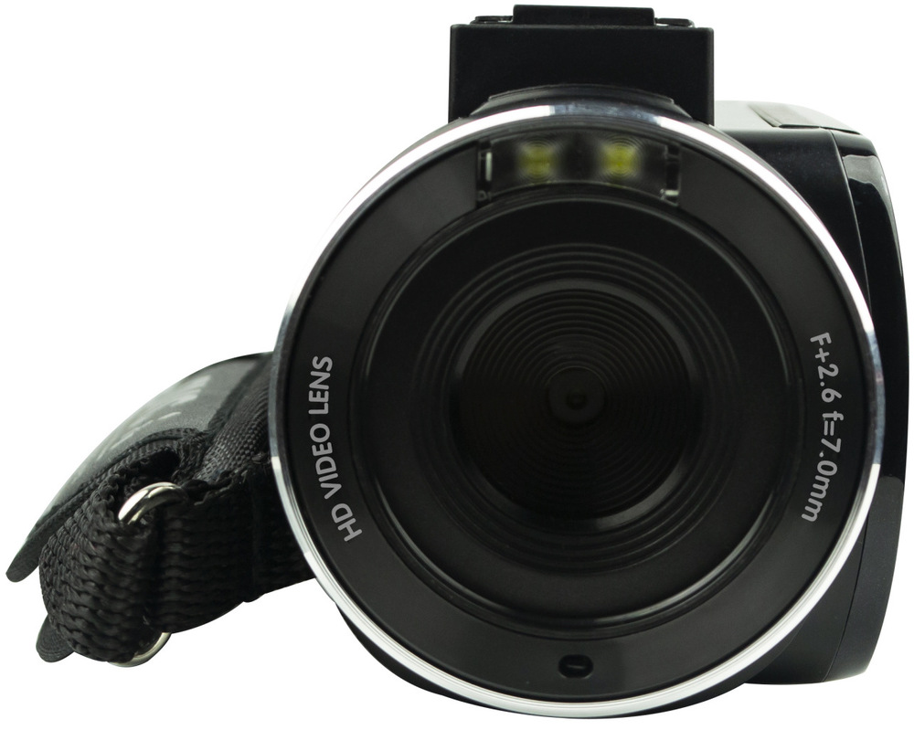  Detail objektívu videokamery AgfaPhoto CC2700 s LED prisvetlením.