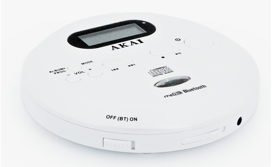 Discman AKAI ACDP-100 biely Discman Akai ACDP-100 v bielom dizajne