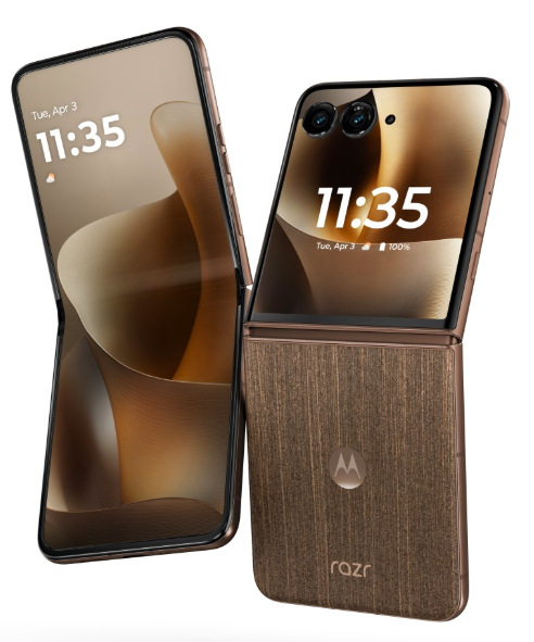 Mobilný telefón Motorola Razr 70 Ultra 5G 16 GB / 512 GB hnedý Otvorený a zatvorený Motorola Razr 70 Ultra 5G s hlavným a vonkajším AMOLED displejom