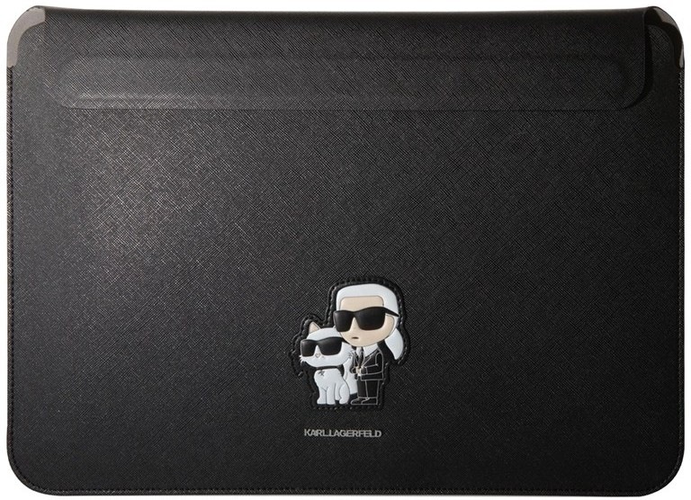 Puzdro na notebook Karl Lagerfeld Saffiano Karl and Choupette 13/14" v čiernom prevedení